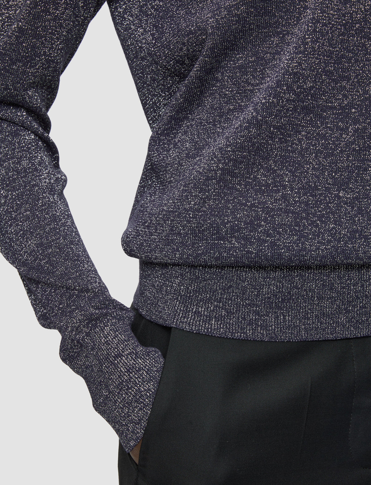 Lurex Knit V Neck Jumper